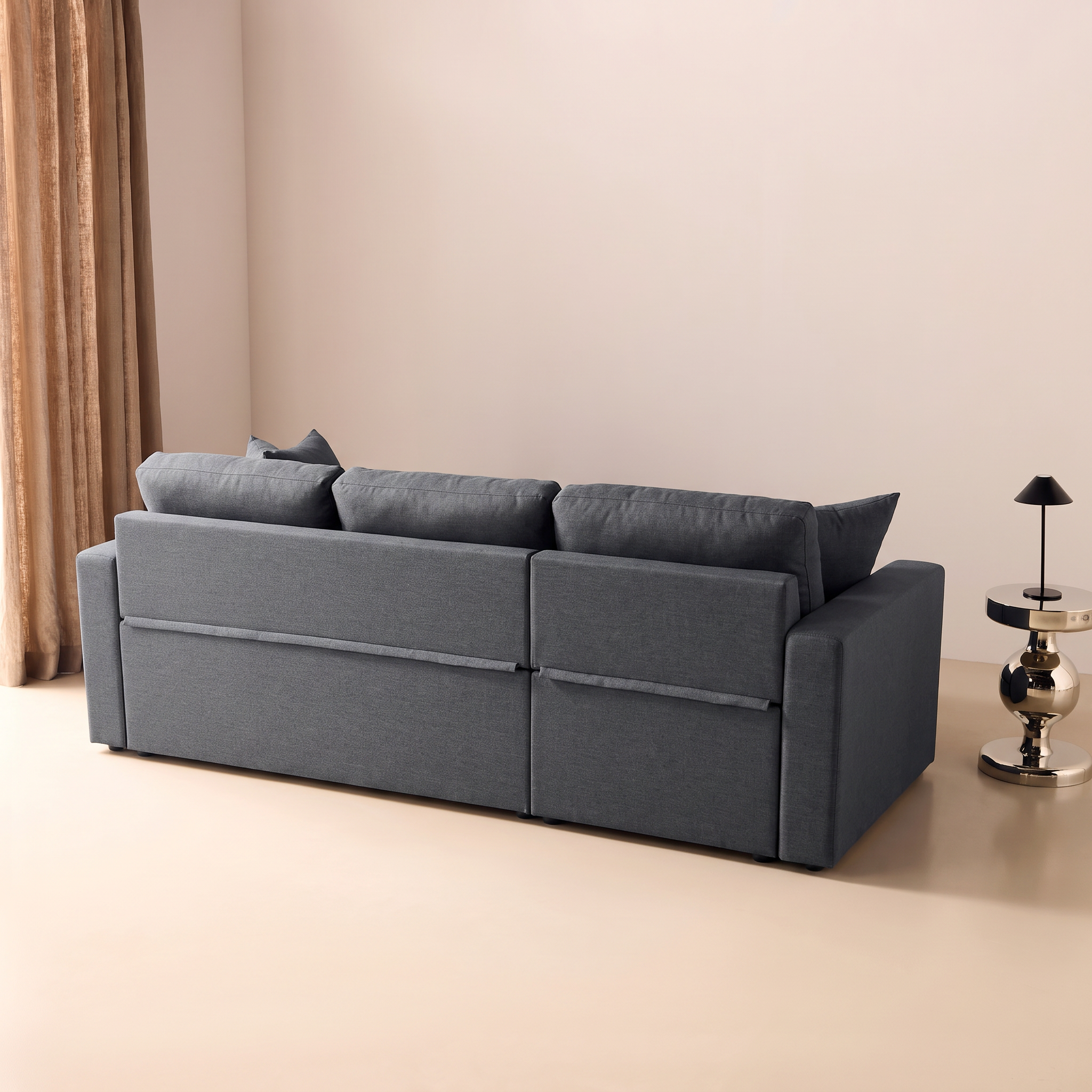 Ecksofa wendbar Stoffsofa Dunkelgrau Meliert - IDA - 3-Sitzer, Eck-Fauteuil wendbar mit Staukasten, mit Schlaffunktion  Photo7