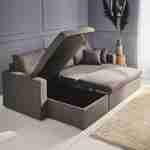 Stoffen donkergrijze bedbank met chaise longue en opbergruimte - IDA - 3-zits, omkeerbare hoeksalon, opbergruimte, zetelbed Photo4
