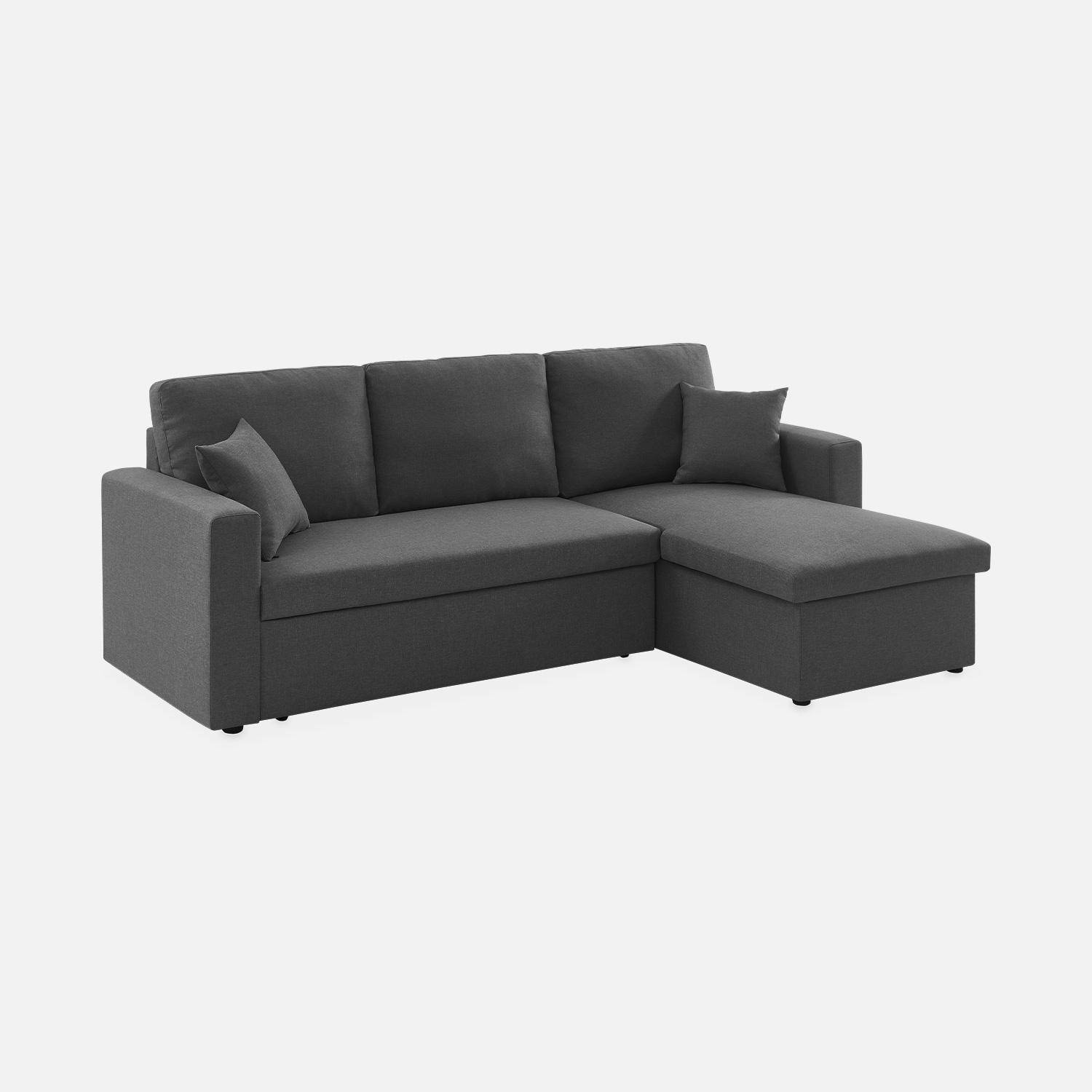Ecksofa wendbar Stoffsofa Dunkelgrau Meliert - IDA - 3-Sitzer, Eck-Fauteuil wendbar mit Staukasten, mit Schlaffunktion  Photo8