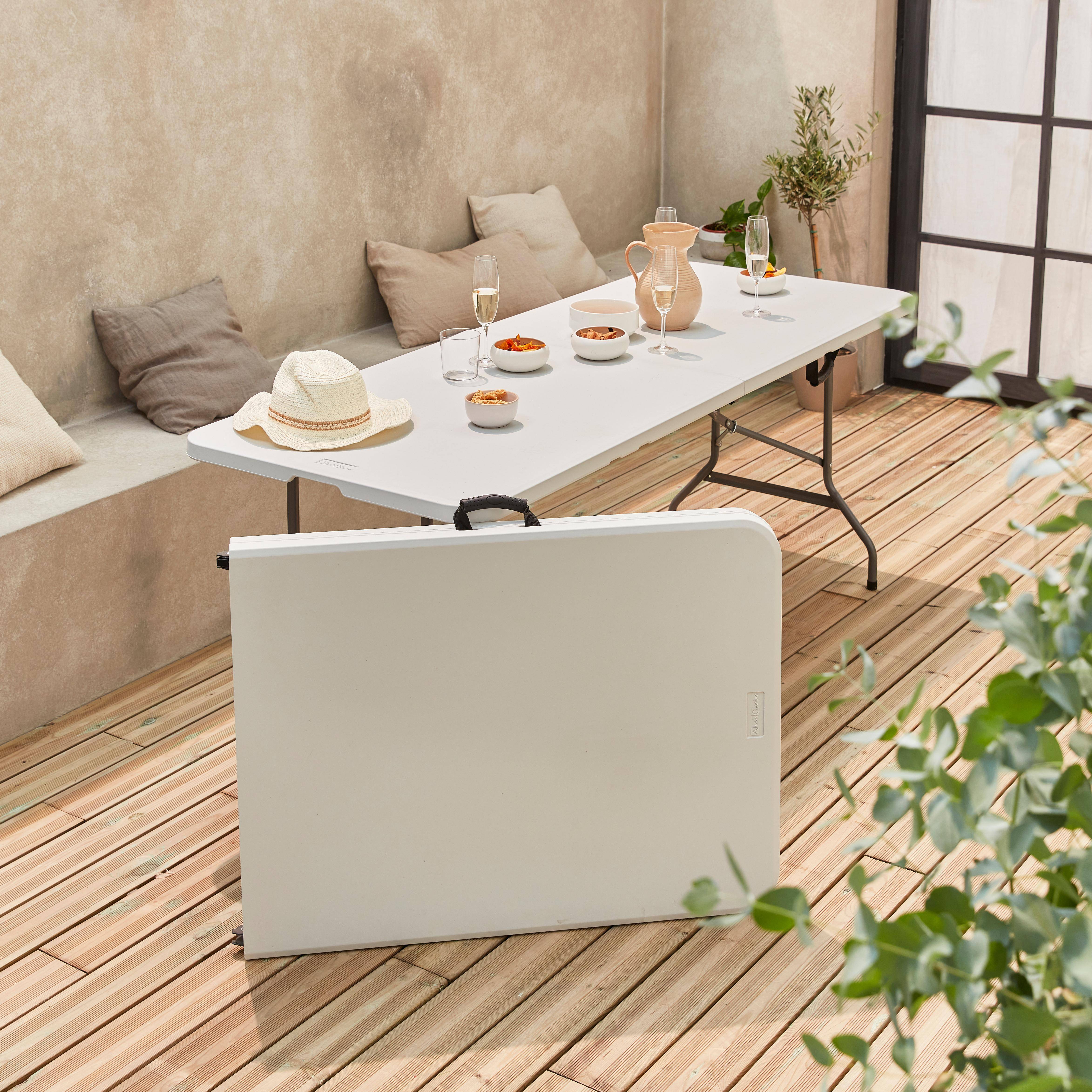 Set di 2 tavoli da ricevimento pieghevoli in plastica, Fiesta x2, Bianco, 180x69.5x73.5 cm Photo1