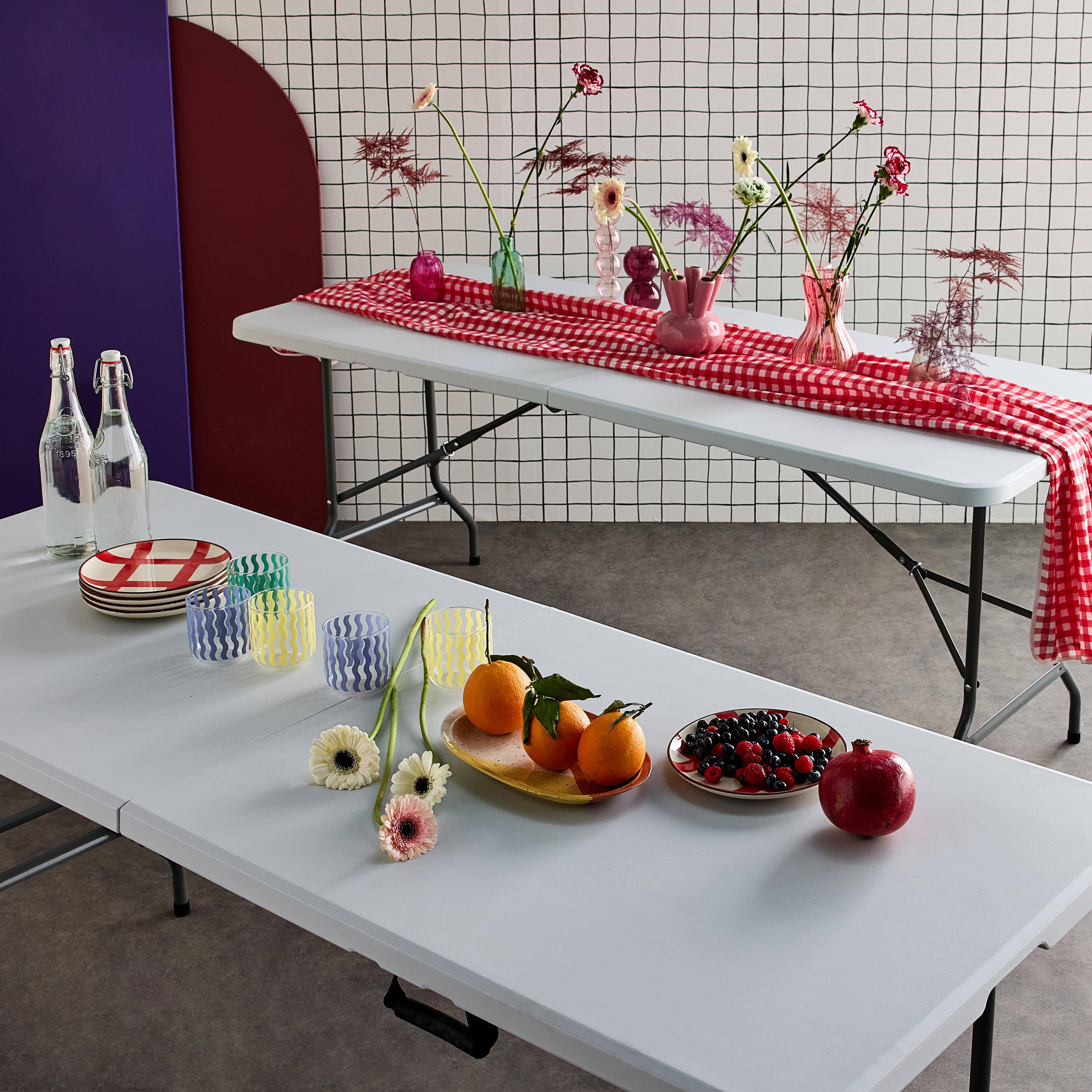 Opvouwbare partytafel - Set van 2 - 180x70cm - kunststof - wit