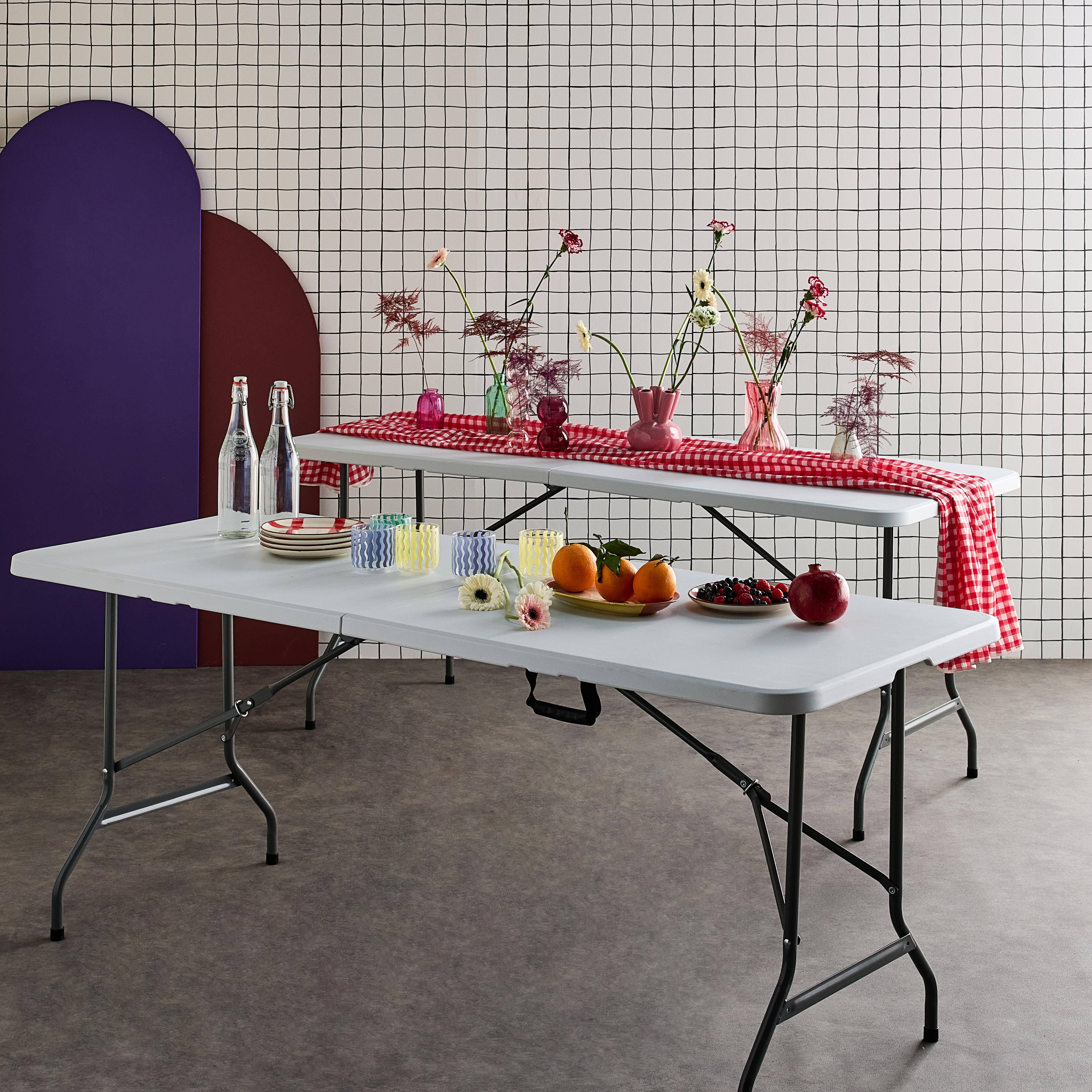 Opvouwbare partytafel - Set van 2 - 180x70cm - kunststof - wit