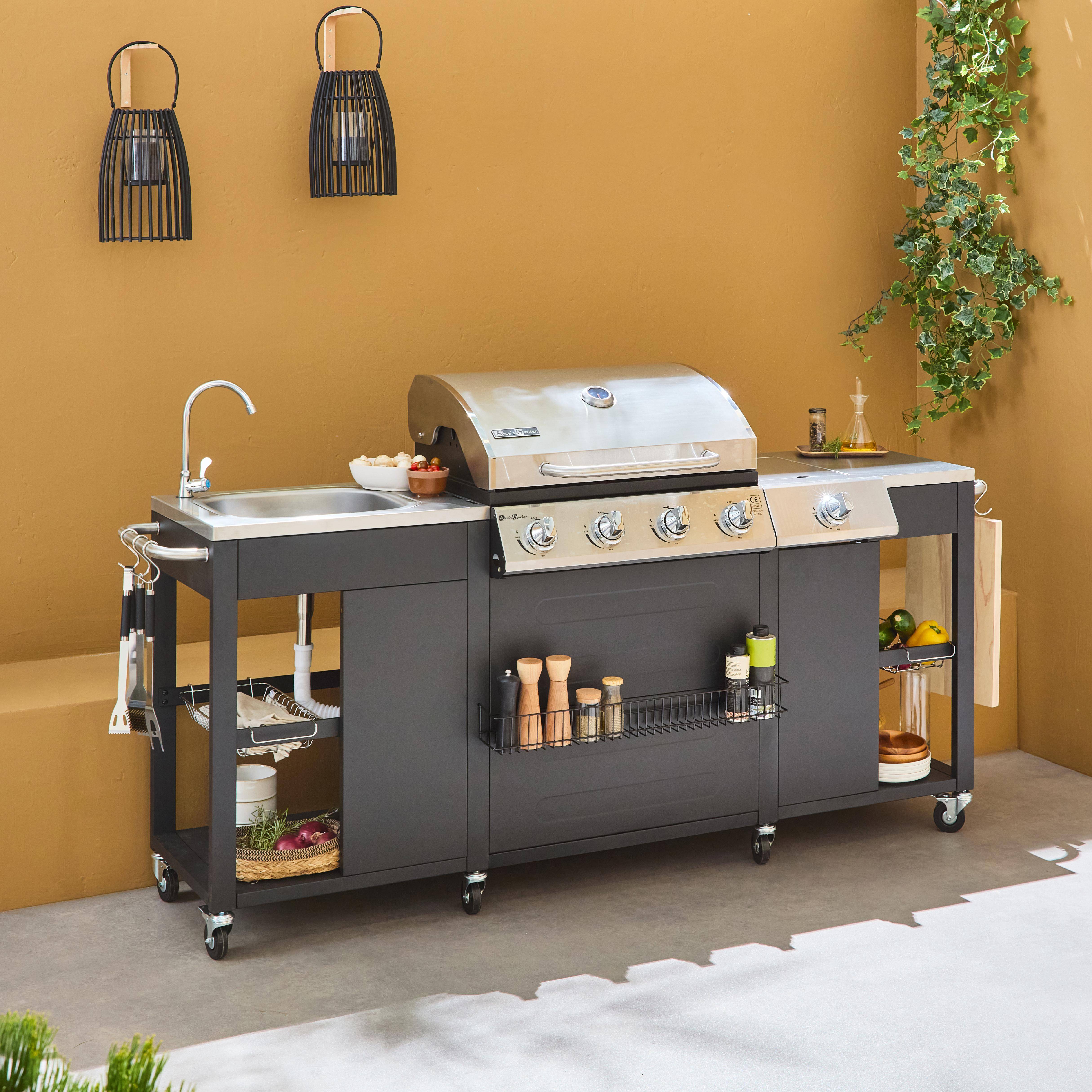 5-burner gas barbecue with side burner, D'Artagnan, Black Photo1