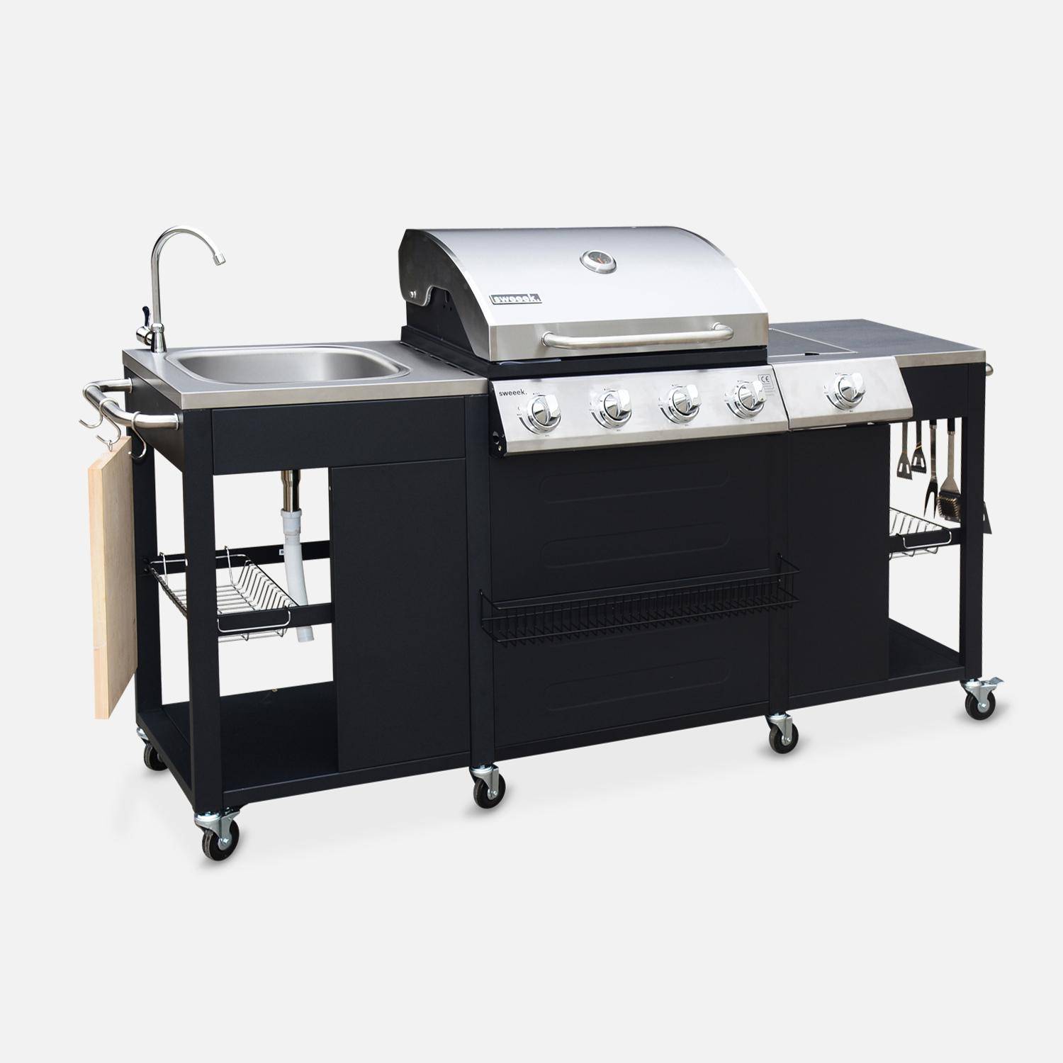 5-burner gas barbecue with side burner, D'Artagnan, Black Photo6
