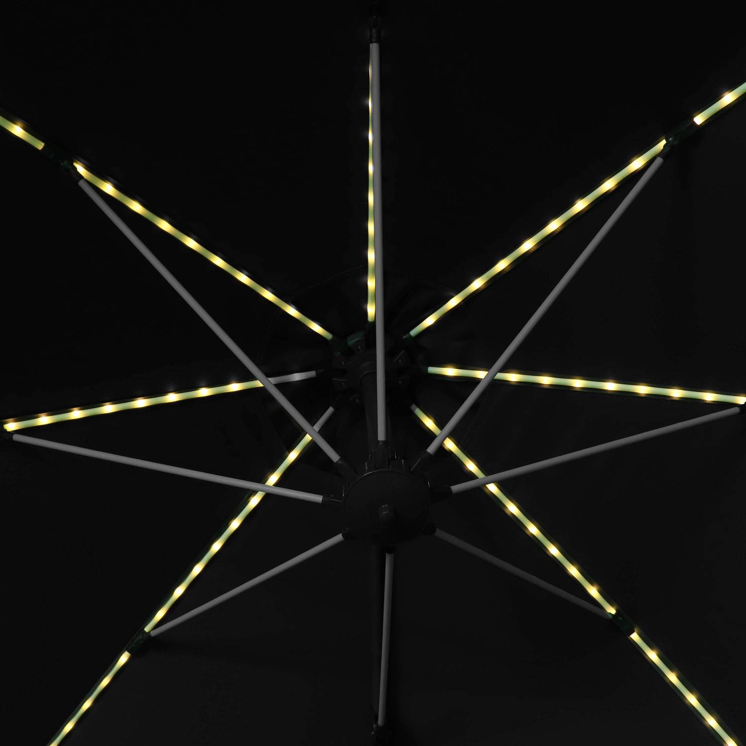 Ronde LED zweefparasol Ø300 cm  – Dinard – grijs – zweefparasol, kantelbaar, inklapbaar en 360°draaibaar, glasvezel baleinen Photo3