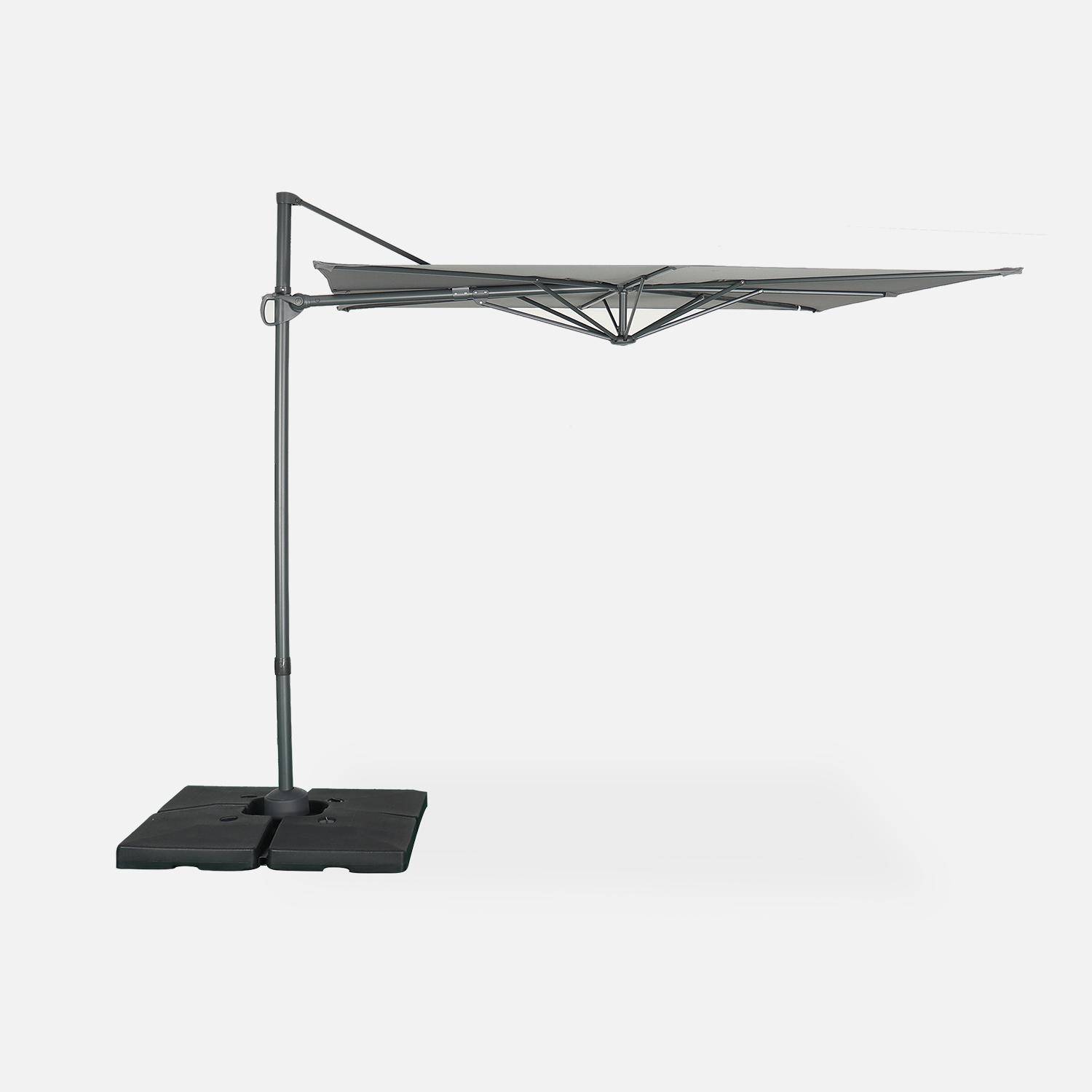 Parasol déporté carré 2,5x2,5m – Andernos – gris – parasol exporté, inclinable, rabattable et rotatif à 360° Photo2