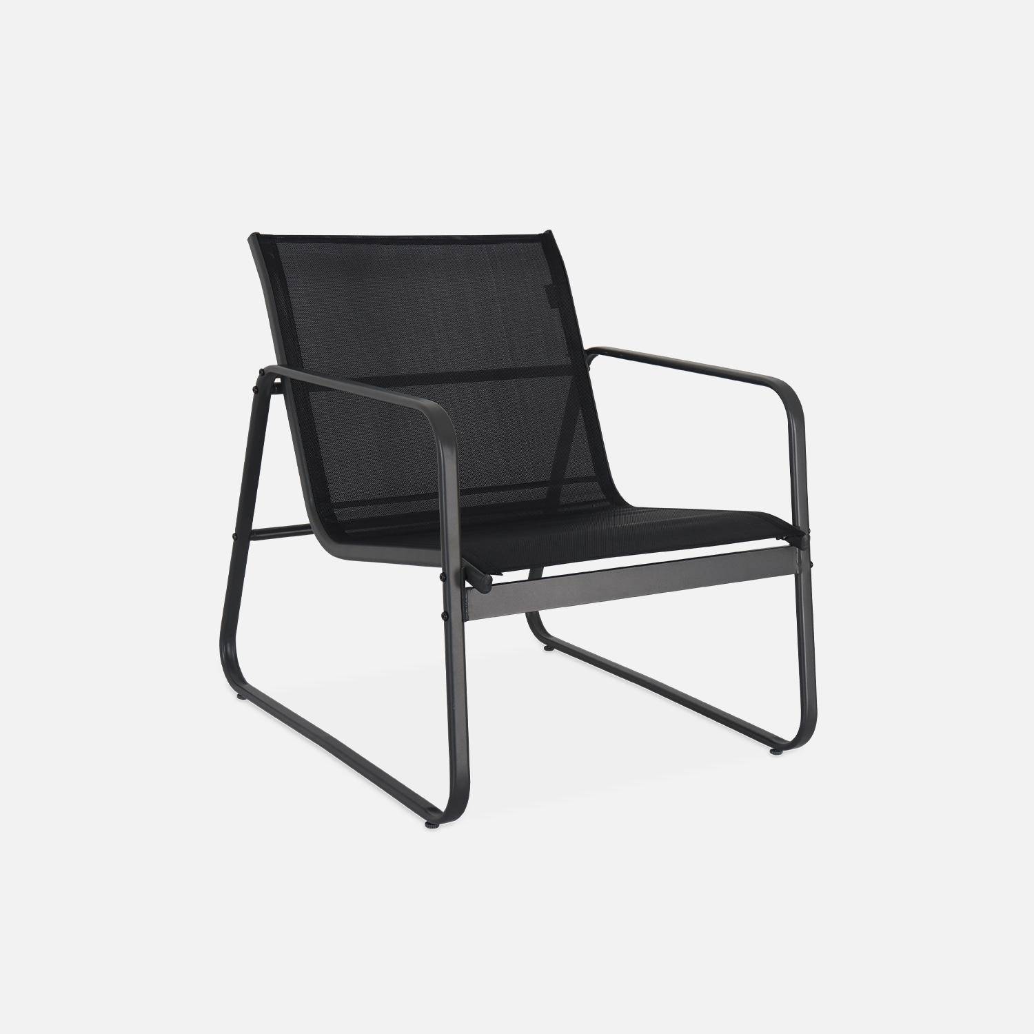 Salon de jardin en métal  et textilène pour 4 personnes, gris foncé et noir, design   Photo5