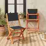 Chaises de jardin en bois et textilène - Almeria noir - 2 chaises pliantes en bois d'Eucalyptus FSC huilé et textilène Photo2