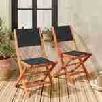 Chaises de jardin en bois et textilène - Almeria noir - 2 chaises pliantes en bois d'Eucalyptus FSC huilé et textilène Photo1