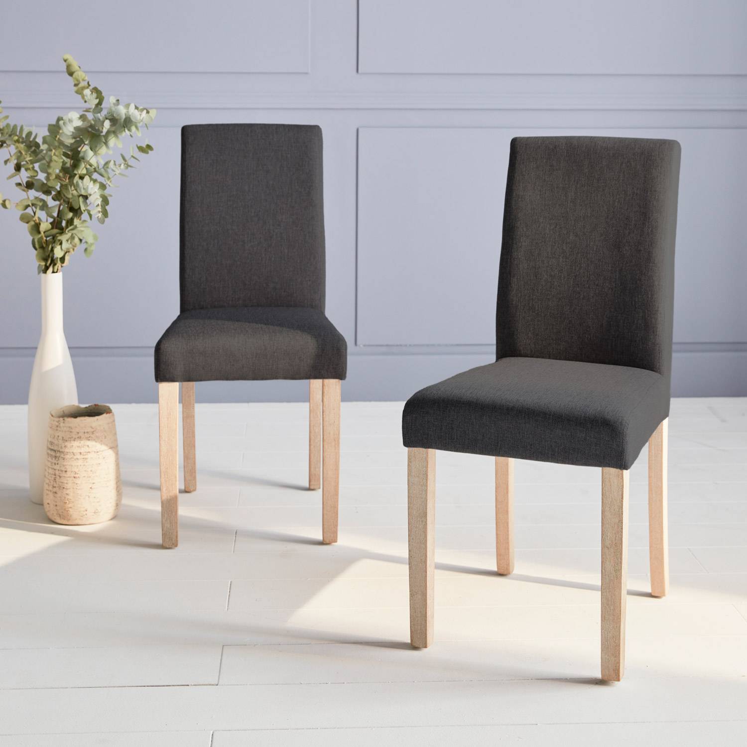  Set di 2 sedie - Rita - sedie in tessuto, gambe in legno sbiancato | sweeek