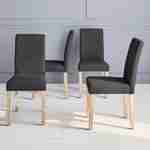 Set van 4 stoelen - stoffen stoelen, houten loodwitte poten  Photo2