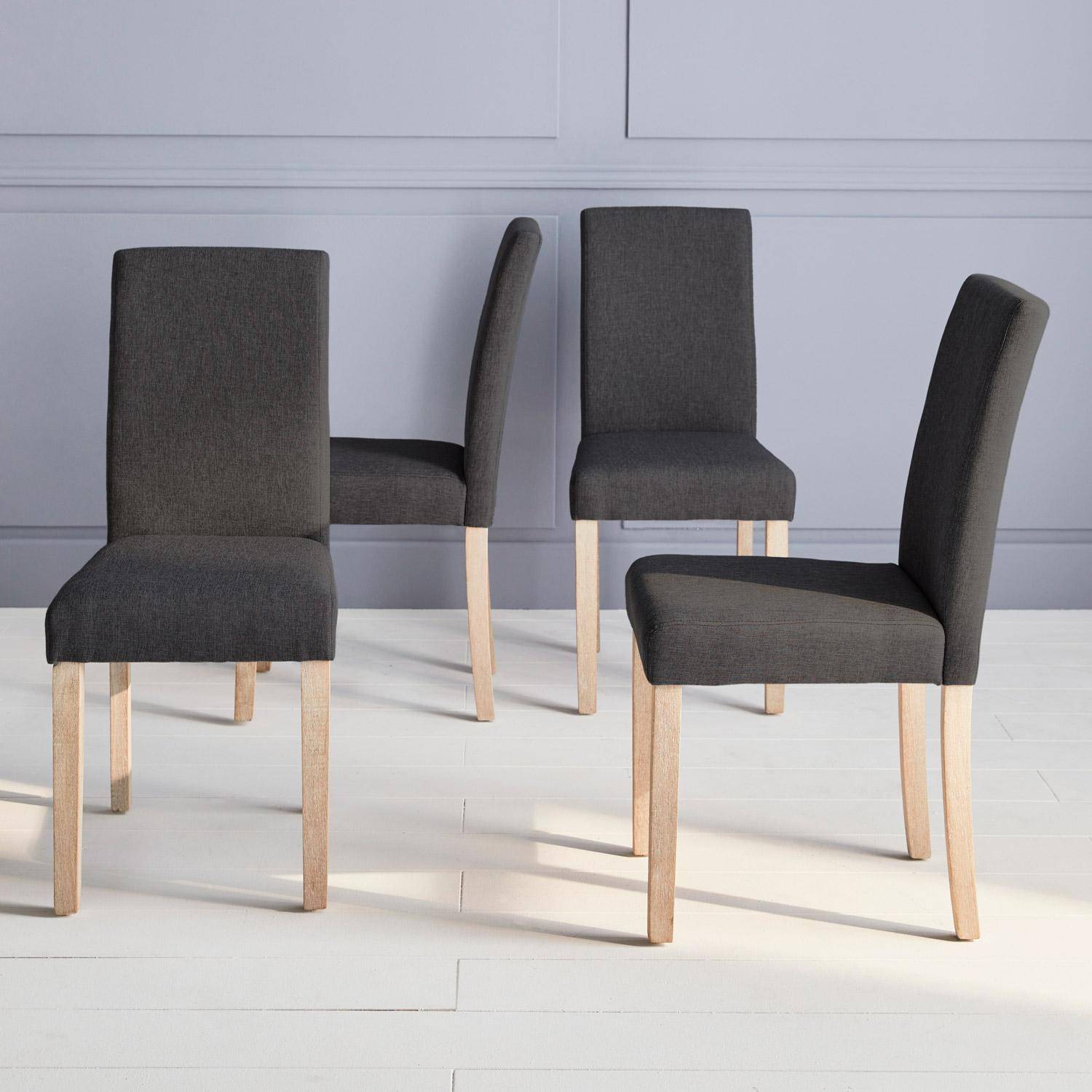 Conjunto de 4 cadeiras - Rita - cadeiras em tecido, pernas em madeira ceruse, cinzento escuro Photo2