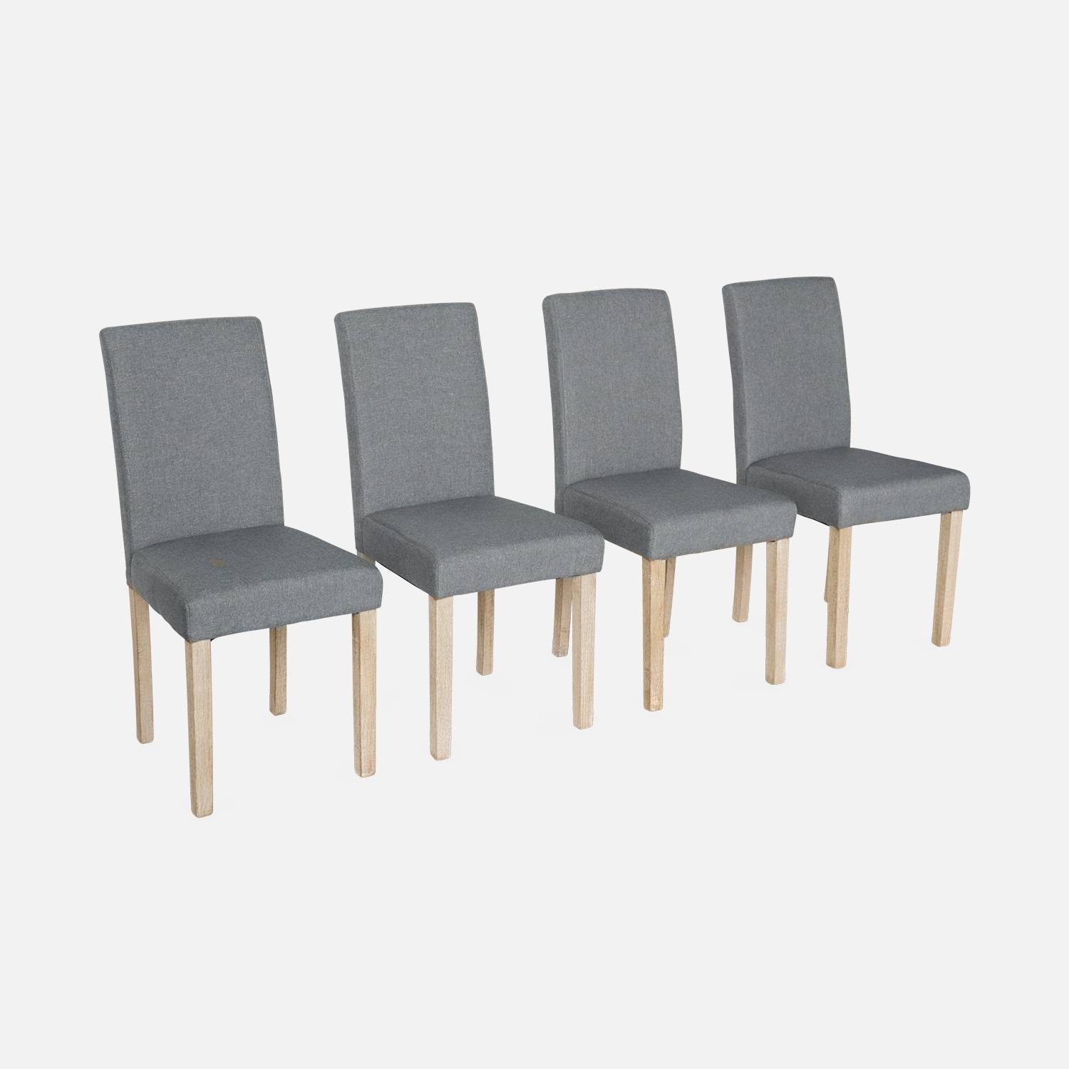 4er Set Stühle mit Stoffbezug Hellgrau, Holzbeine mit Ceruse Finish | sweeek