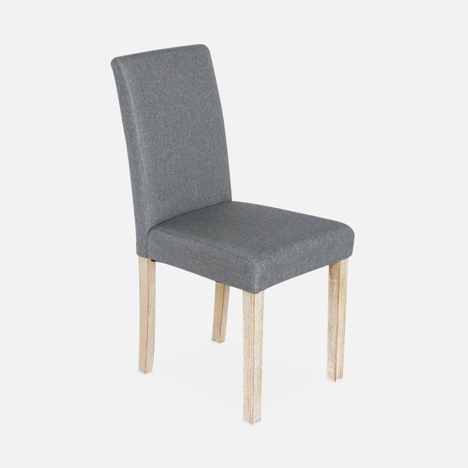 Lot de 4 chaises - Rita - chaises en tissu, pieds en bois cérusé, gris clairs,sweeek,Photo4