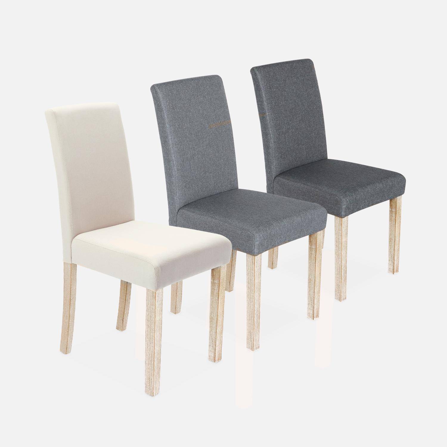 Lot de 4 chaises - Rita - chaises en tissu, pieds en bois cérusé  Photo6