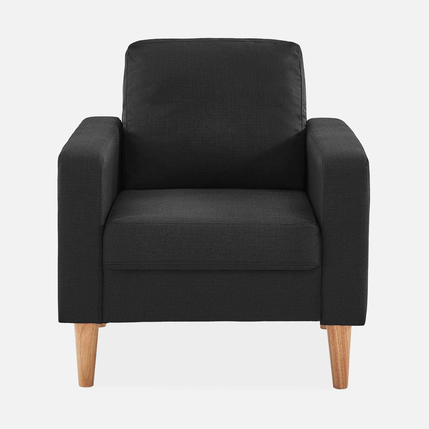 Sillón de tela gris oscuro - Bjorn - Sillón 1 plaza fijo recto patas madera, sillón escandinavo  ,sweeek,Photo3