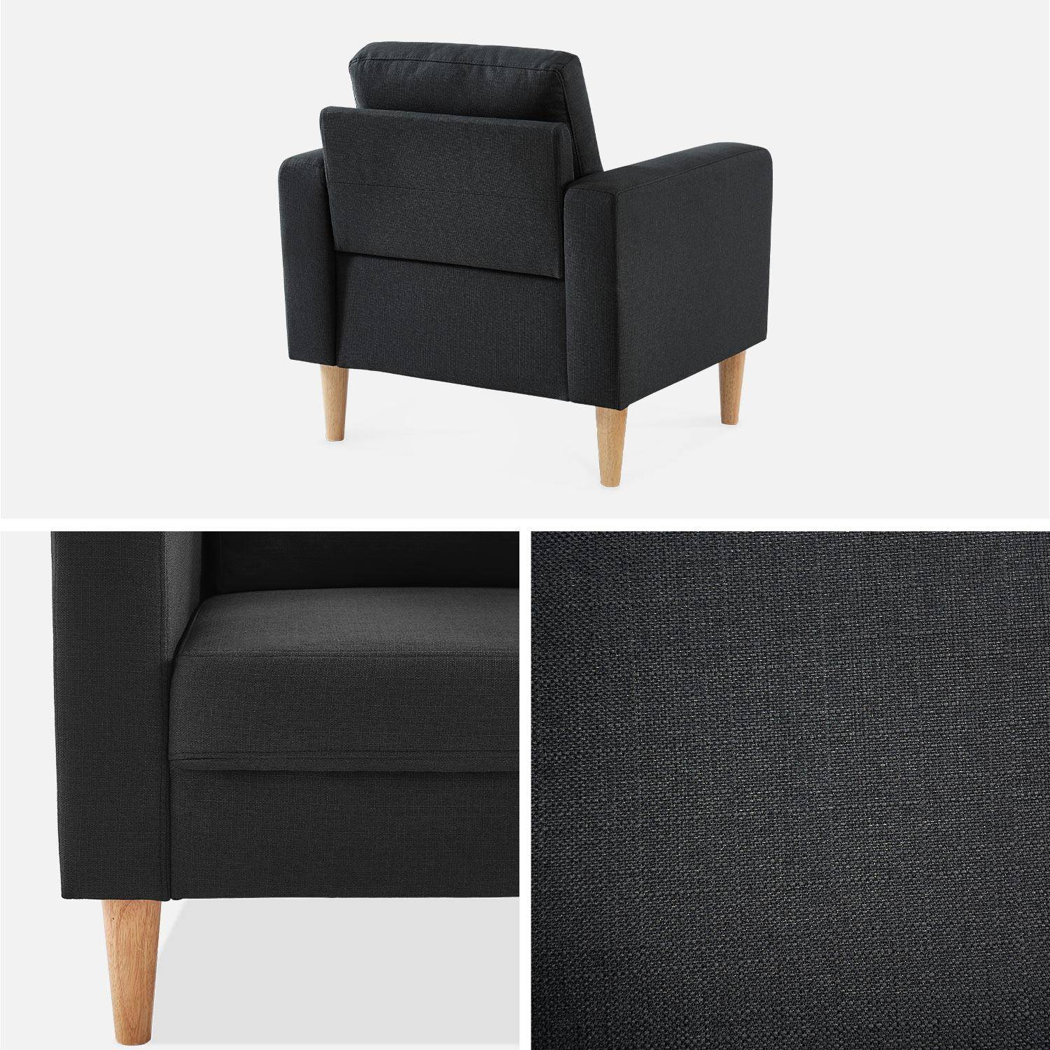 Sillón de tela gris oscuro - Bjorn - Sillón 1 plaza fijo recto patas madera, sillón escandinavo  ,sweeek,Photo4