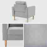 Fauteuil en tissu gris clair - Bjorn - Canapé 1 place fixe droit pieds bois, fauteuil scandinave   Photo4