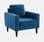 Fauteuil - Bjorn 1 - Entenblau, Samtüberzug, Struktur aus Eukalyptus, Holzbeine, Wohnzimmer-Sessel im Vintagelook | sweeek