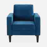 Blauwe velours zetel - Bjorn - 1-zits sofa, rechte houten poten Photo4