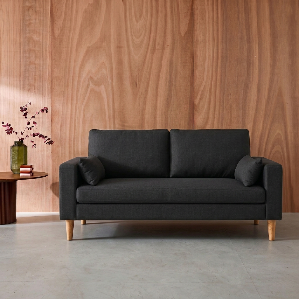 3-zitsbank in donkergrijs stof - Bjorn - 3-zits bank met houten poten, scandinavische stijl   Photo1