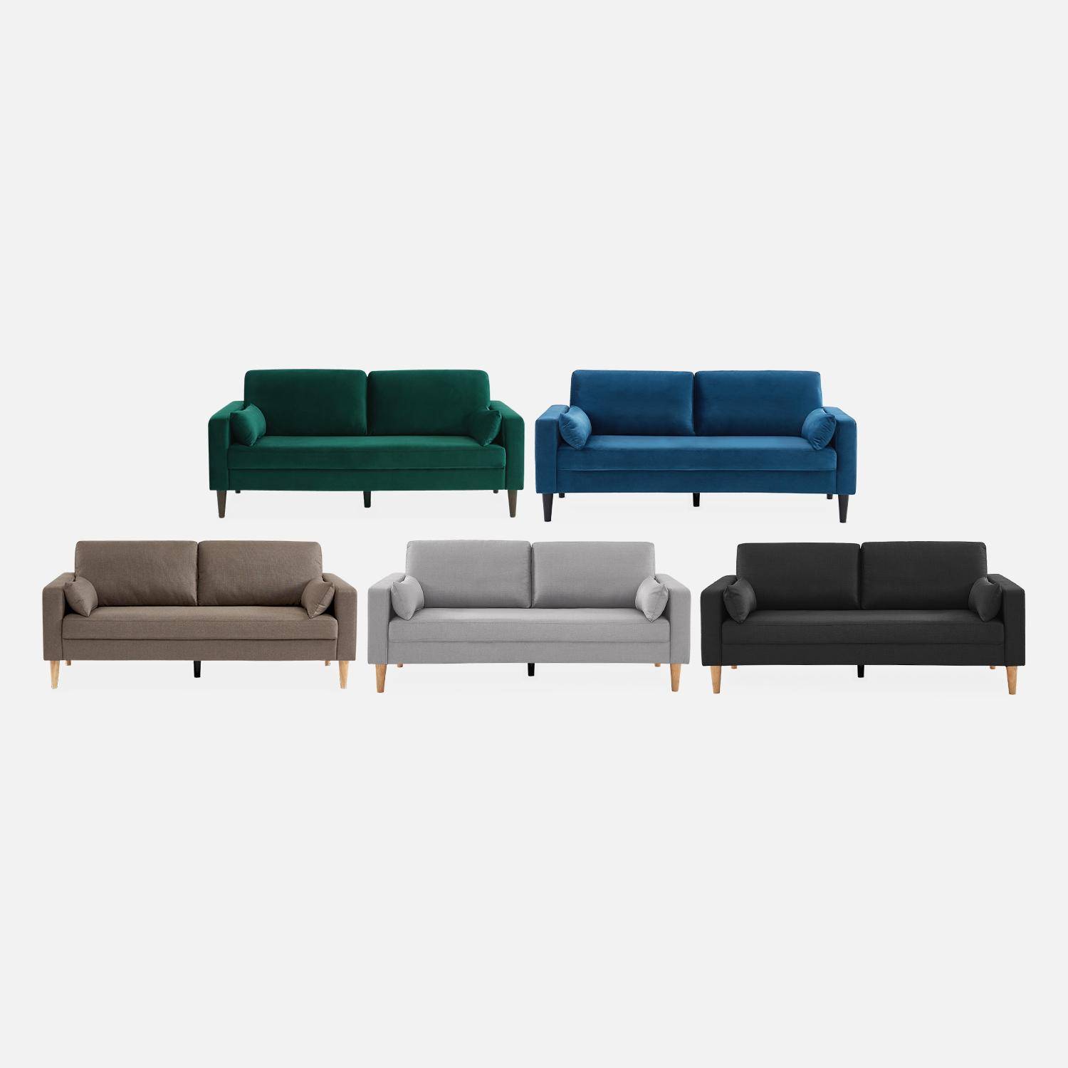 Donkergrijze stoffen driezits sofa - Bjorn - 3-zits bank met houten poten, scandinavische stijl  ,sweeek,Photo6