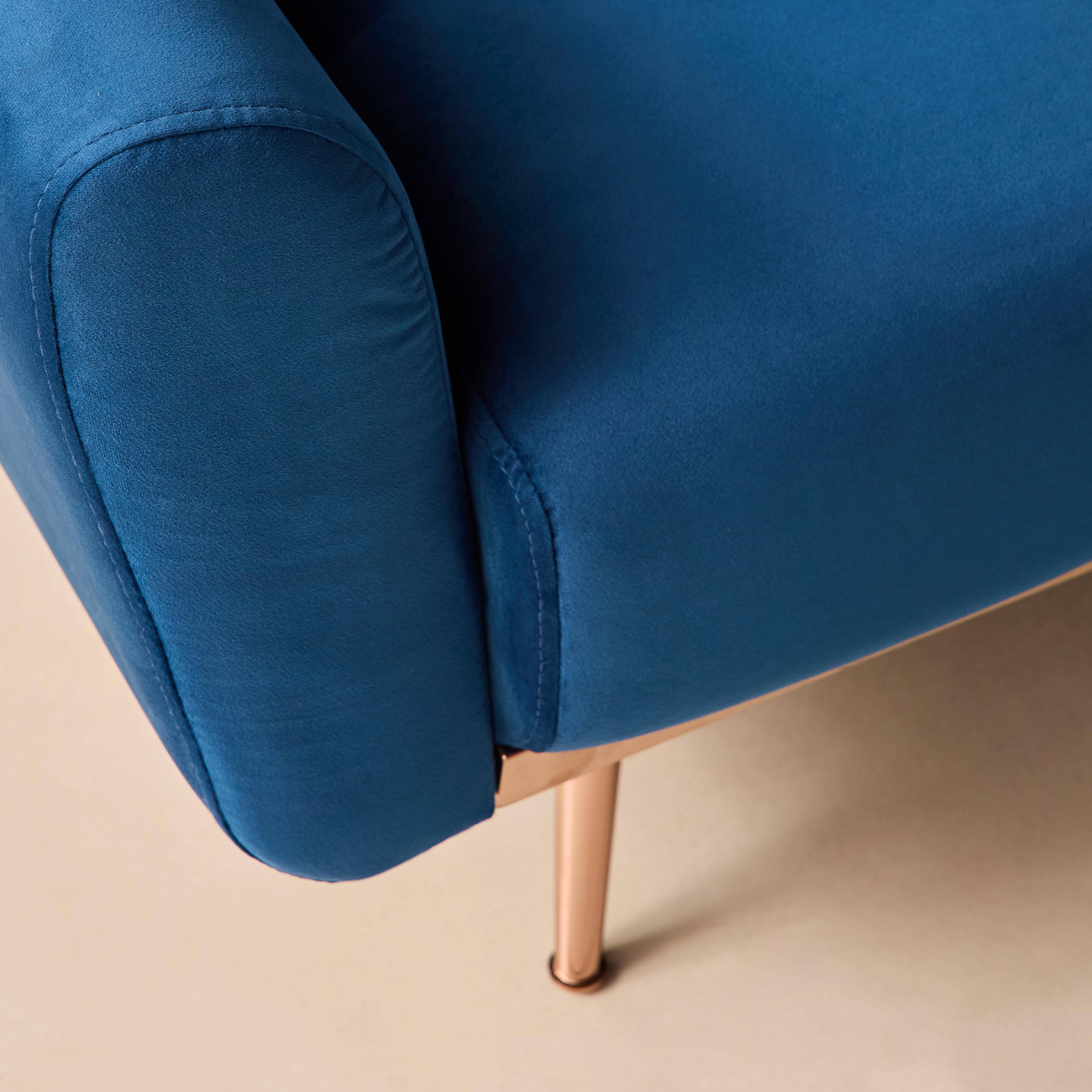 Divano letto reclinabile in velluto, 3 posti Blu - 85x206.5x84 cm Photo4