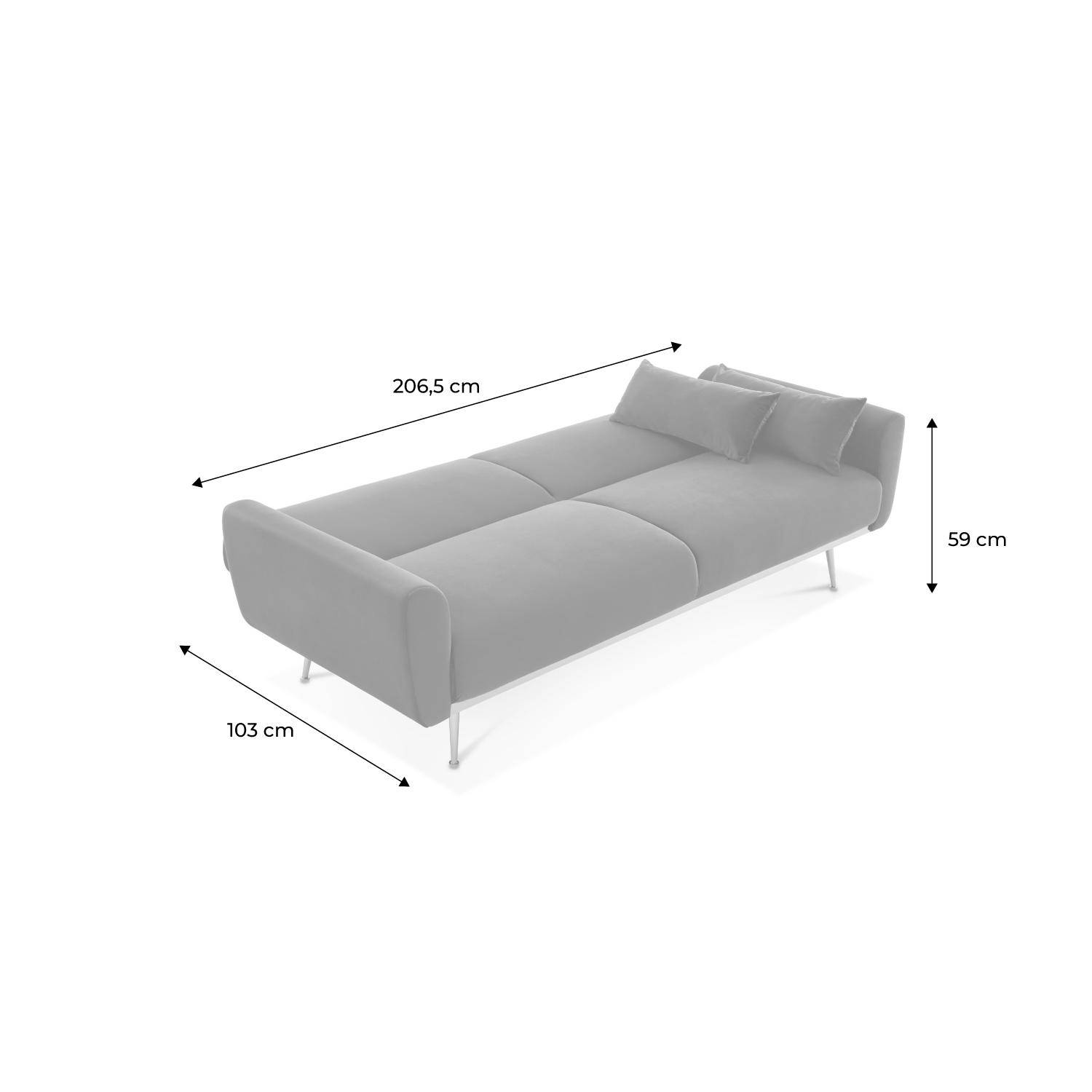 Sofá cama de terciopelo de 2 a 3 plazas, Oskar, Azul, 85x206.5x84 cm Photo8