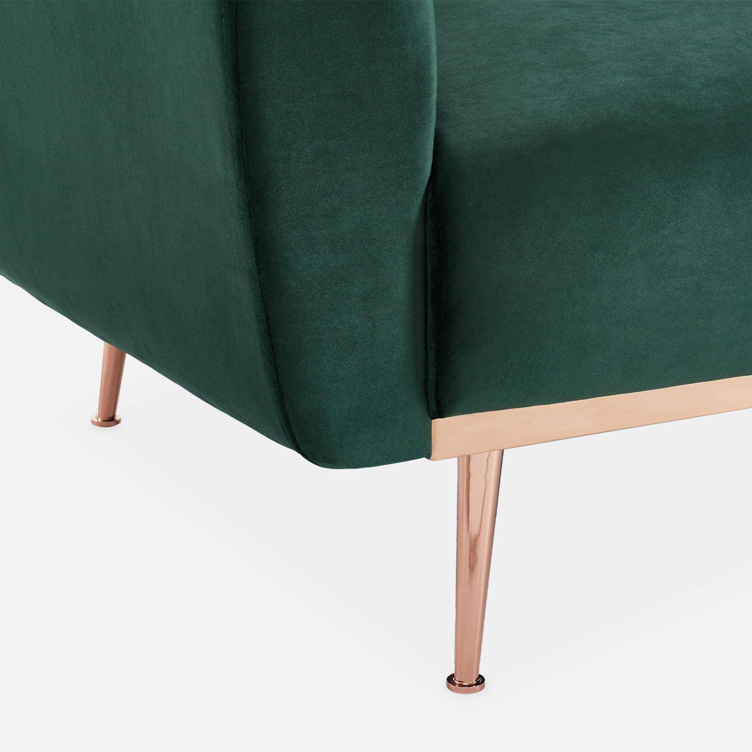 2-3-Sitzer Schlafsofa mit englischgrünem Samtbezug - Oskar - Skandinavischischer Stil, feine goldrosafarbene Beine,sweeek,Photo4