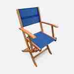 Fauteuils de jardin en bois et textilène - Almeria Bleu nuit - 2 fauteuils pliants en bois d'Eucalyptus FSC huilé et textilène Photo2