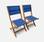 Conjunto de 2 cadeiras de jardim em madeira Almeria, 2 cadeiras dobráveis em eucalipto FSC oleado e textilene azul meia-noite | sweeek