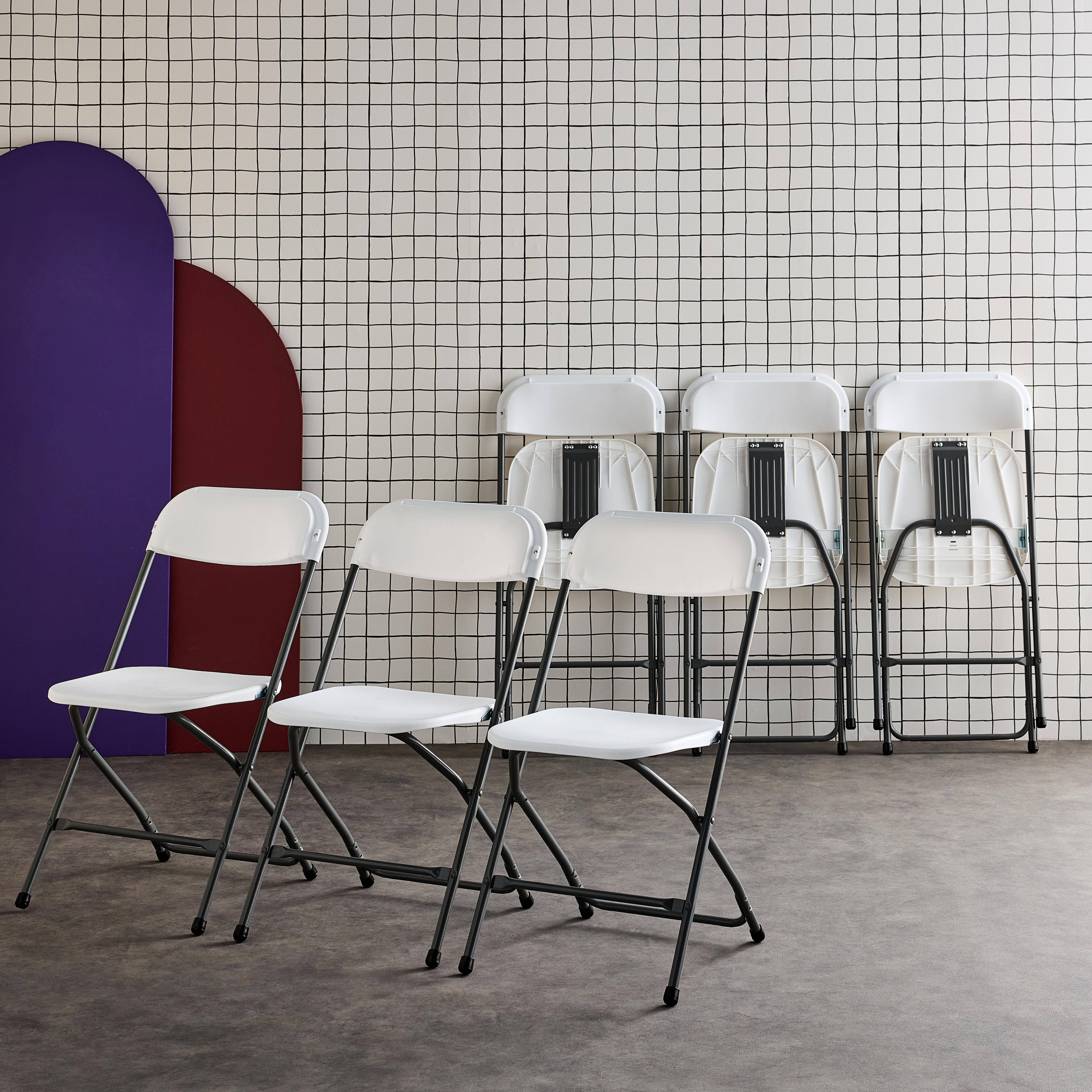 Set of 6 folding event chairs, Fiesta, White, 44x81x50 cm Photo4