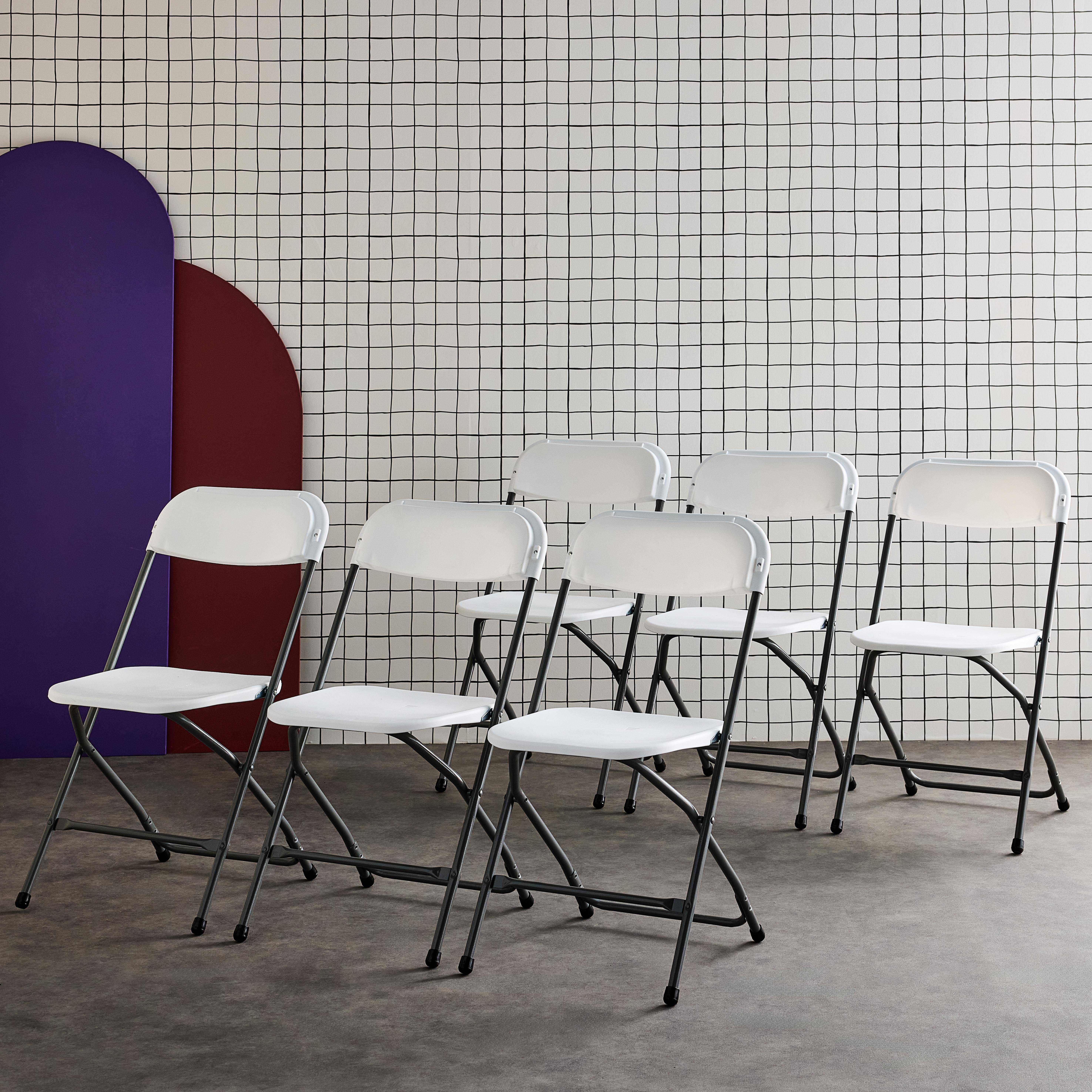 Set of 6 folding event chairs, Fiesta, White, 44x81x50 cm Photo2