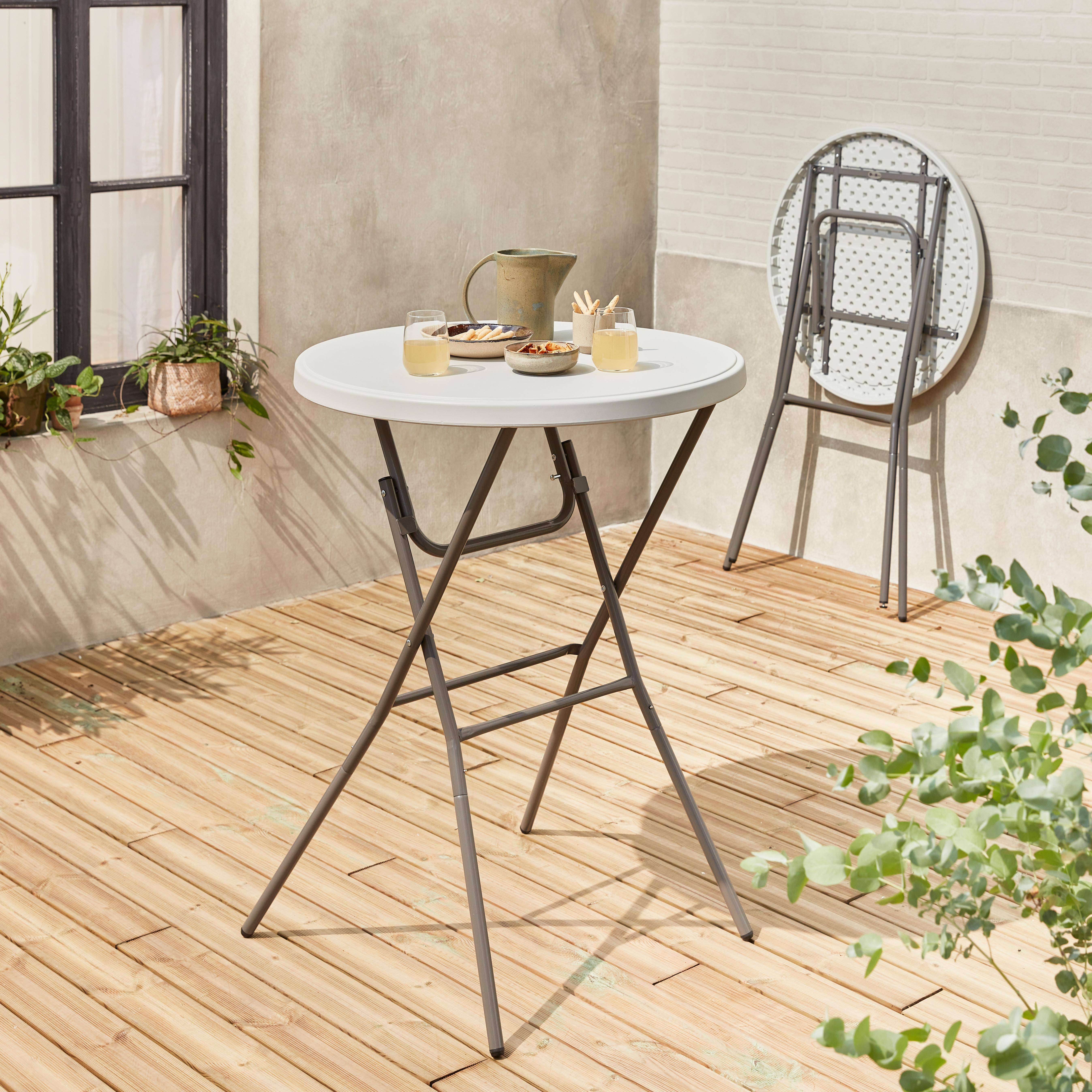 Lot de 2 tables hautes de réception – GALA – Mange debout, pliables, Ø80cm x 110cm Photo4
