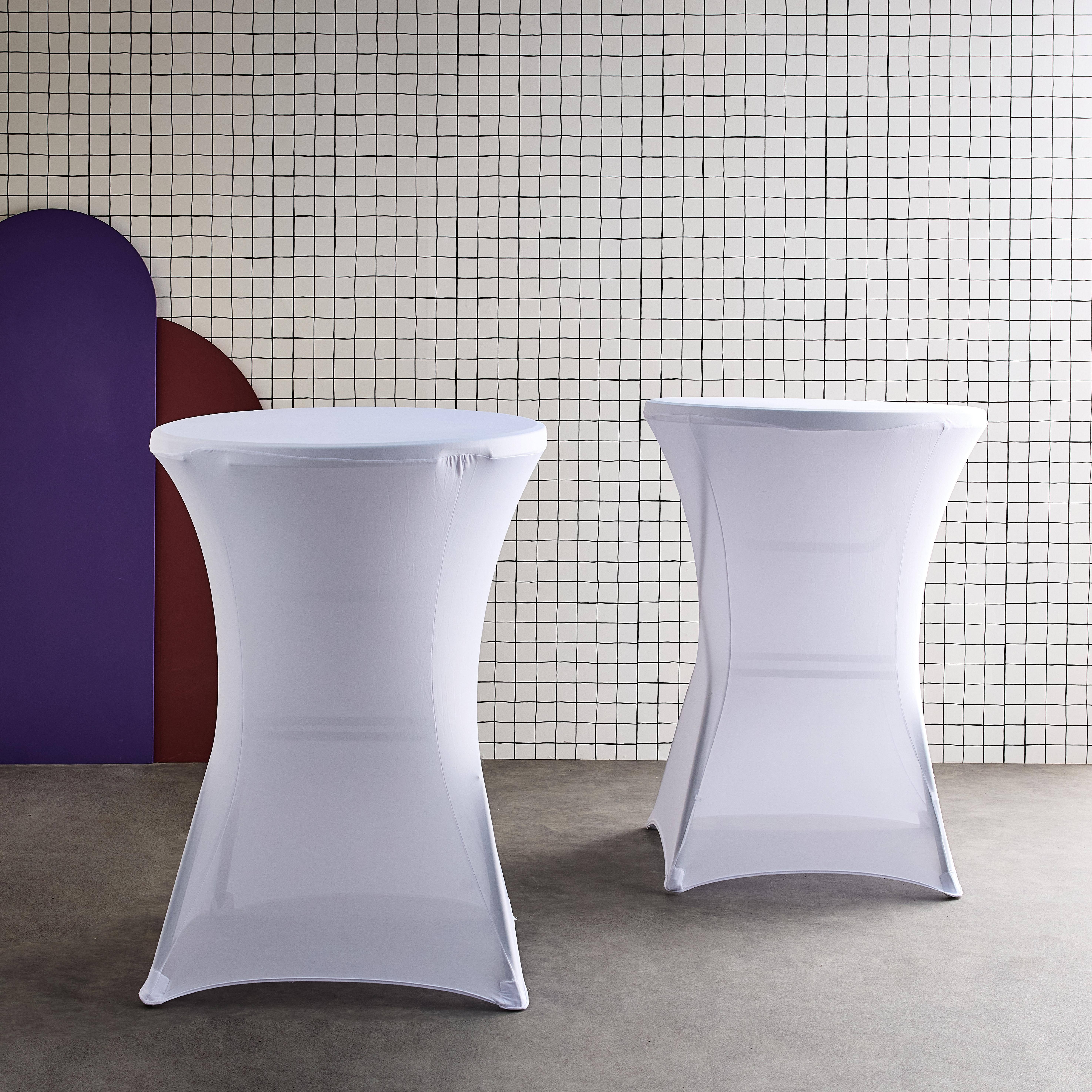 2er Set Tischabdeckungen – GALA – Tischtücher für Stehtische Ø80cm, Polyester, weiß Photo1