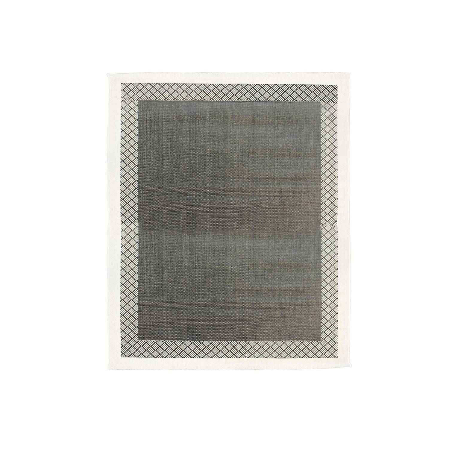 Buiten/binnen tapijt 150x200 cm, dubbel dambord patroon, zwart/grijs  Photo1