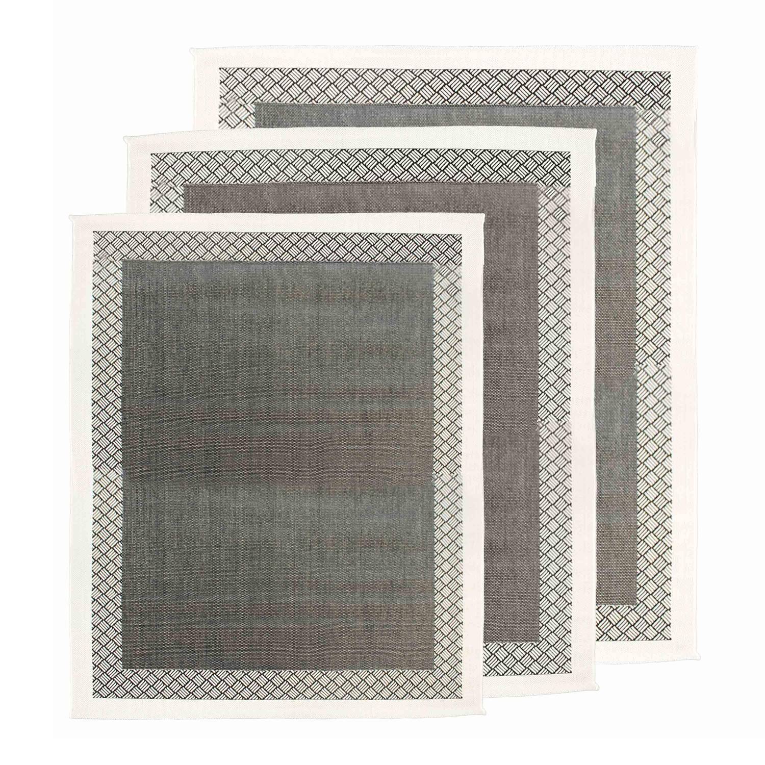 Buiten/binnen tapijt 150x200 cm, dubbel dambord patroon, zwart/grijs  Photo6