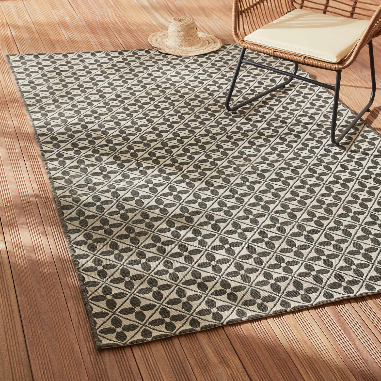 Outdoor rug - 160x230cm - rectangular, indoor/outdoor use - Heritage - Black Photo1