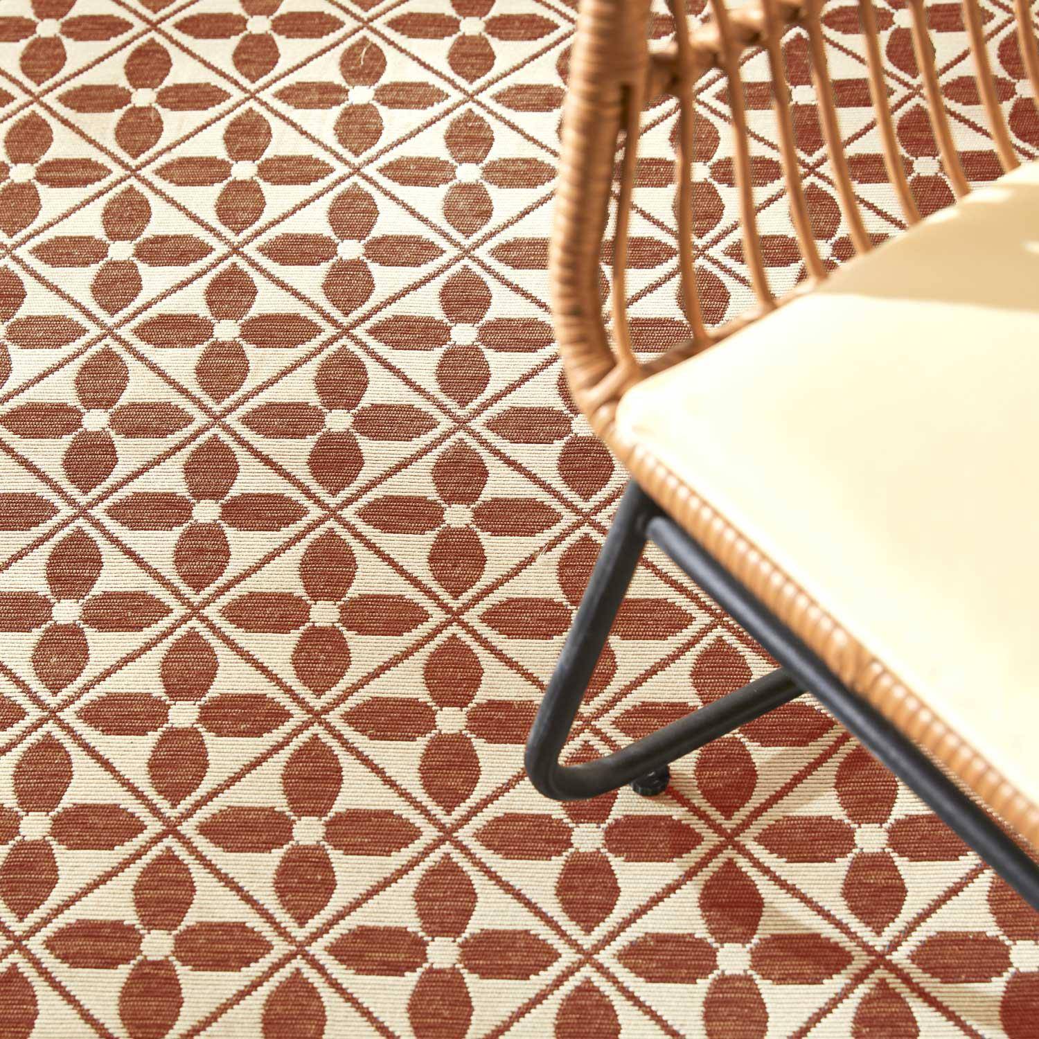 Outdoor rug - 160x230cm - tile print, rectangular, indoor/outdoor use - Terracotta Photo2
