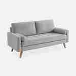 Canapé en tissu gris clair, 3 places scandinave fixe, droit, pieds bois  Photo3
