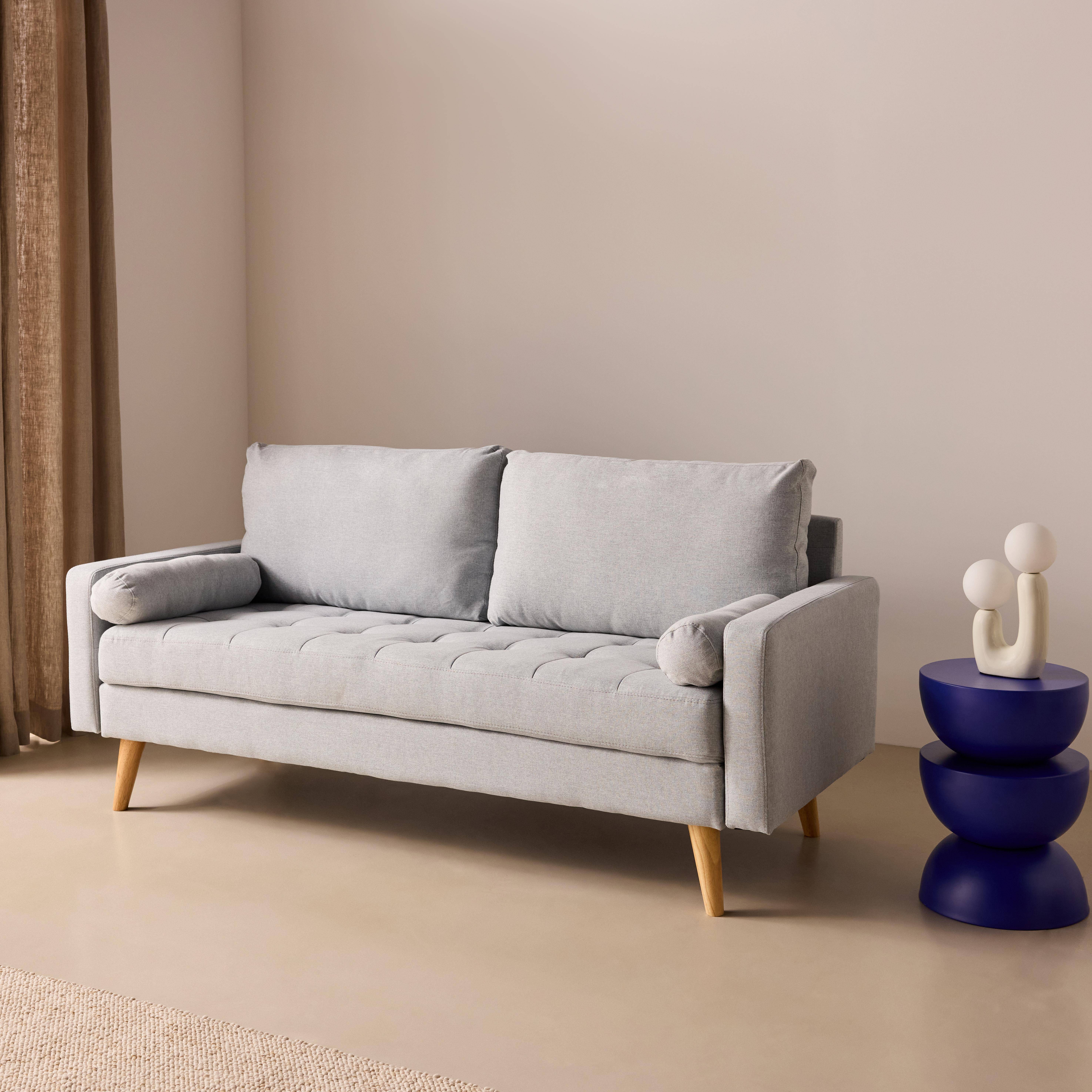 Sofá em tecido de estilo escandinavo, 3 lugares Cinza Claro - 177x85.5x69.5 cm,sweeek,Photo3