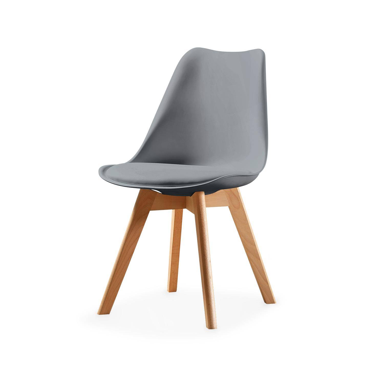 Table à manger rectangulaire bois 120cm gris - Hedvig - 4 chaises, 4 places, scandinave, pieds bois  Photo4