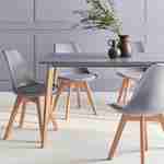 Table à manger rectangulaire bois 120cm gris - Hedvig - 4 chaises, 4 places, scandinave, pieds bois  Photo2