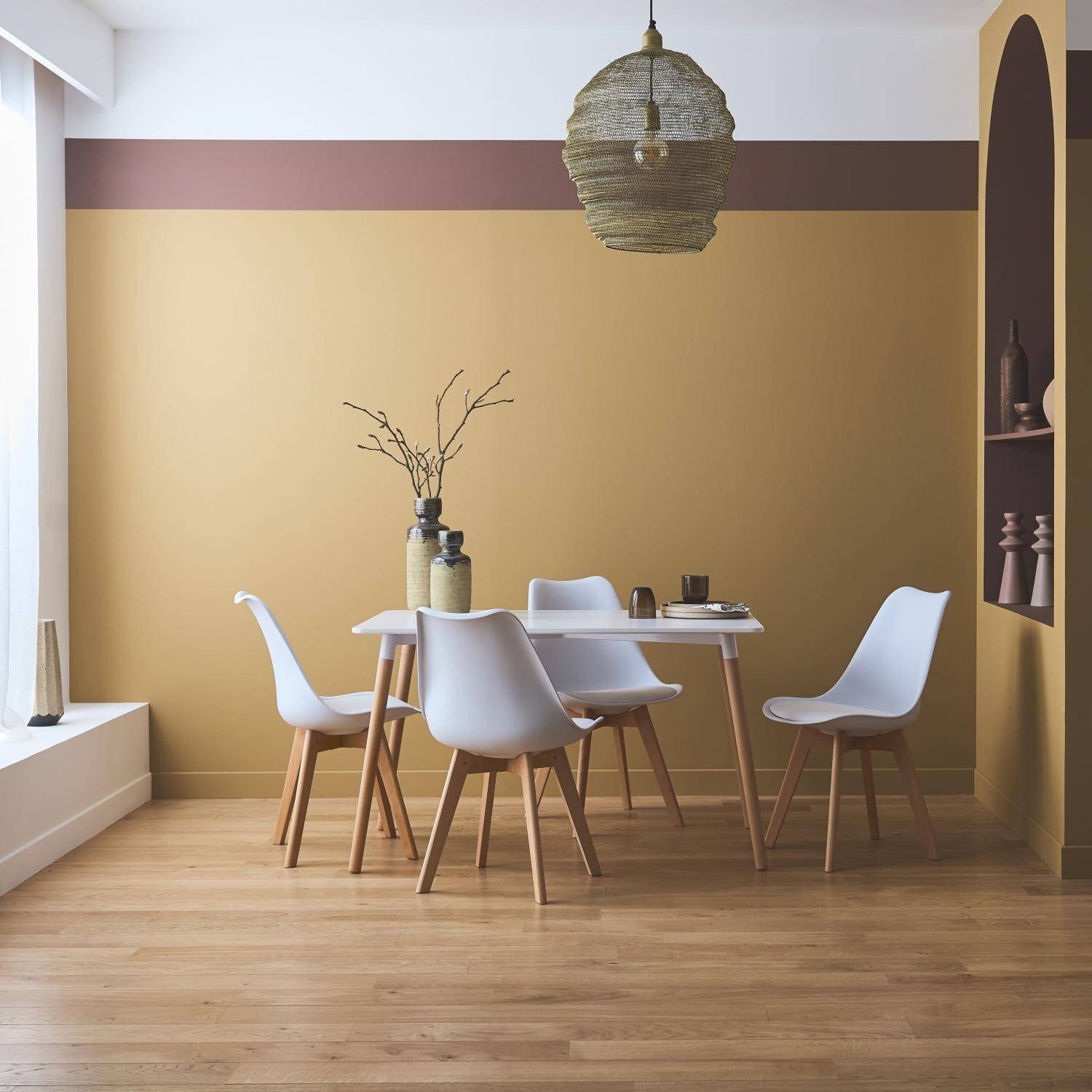 Rechthoekige houten eettafel 120cm - Hedvig - 4 stoelen, 4 zitplaatsen, scandinavisch, houten poten -  wit  Photo1