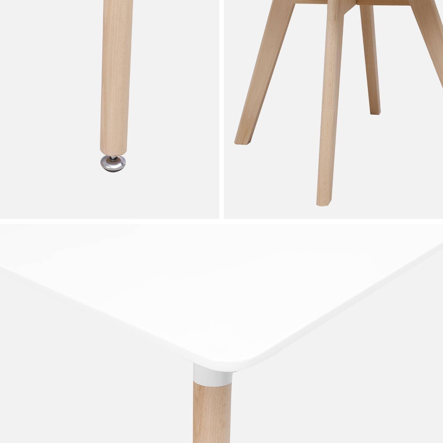 Table à manger rectangulaire bois 120cm blanc - Hedvig - 4 chaises, 4 places, scandinave, pieds bois ,sweeek,Photo8
