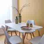 Table à manger rectangulaire bois 120cm blanc - Hedvig - 4 chaises, 4 places, scandinave, pieds bois  Photo2