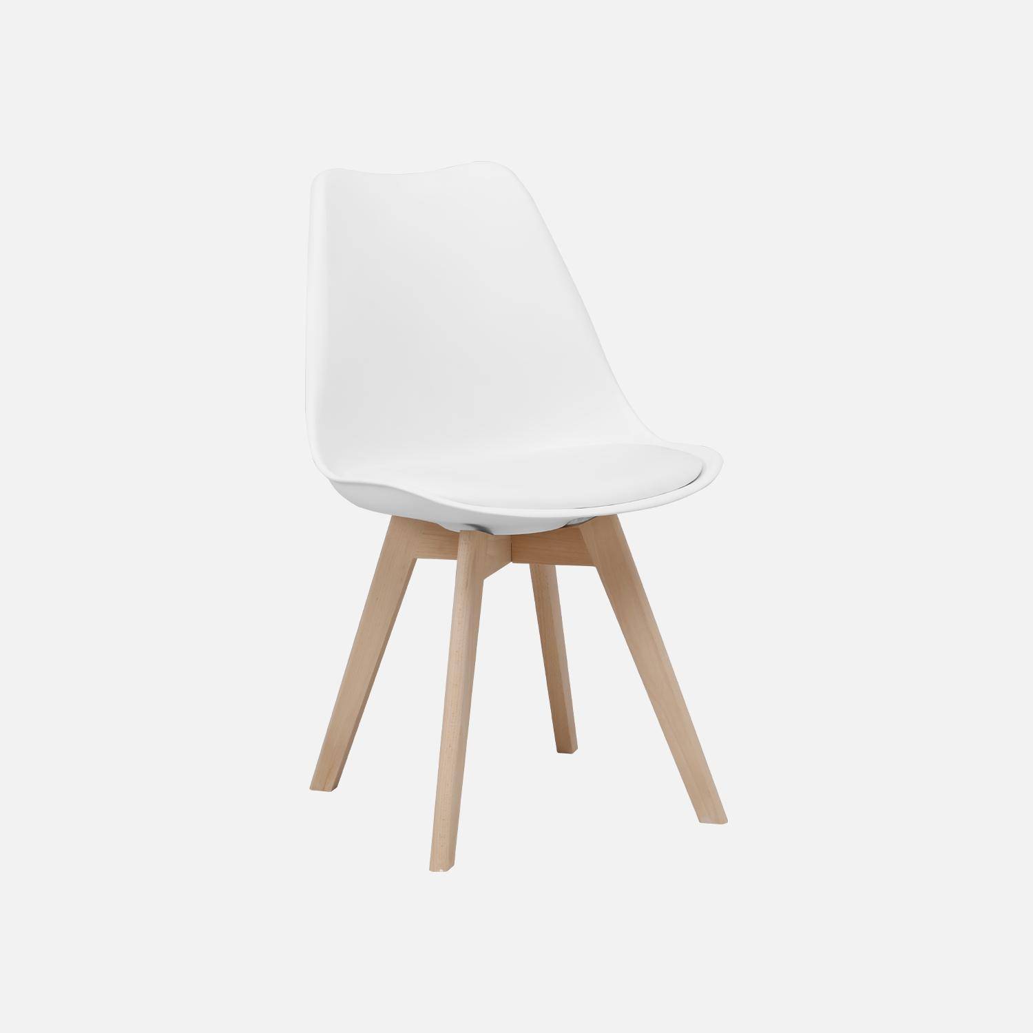 Rechthoekige houten eettafel 120cm - Hedvig - 4 stoelen, 4 zitplaatsen, scandinavisch, houten poten -  wit  Photo7