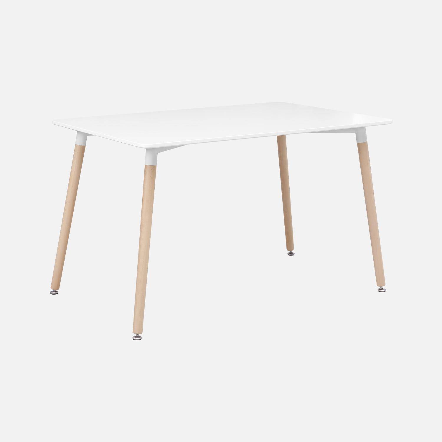 Rechthoekige houten eettafel 120cm - Hedvig - 4 stoelen, 4 zitplaatsen, scandinavisch, houten poten -  wit  Photo6