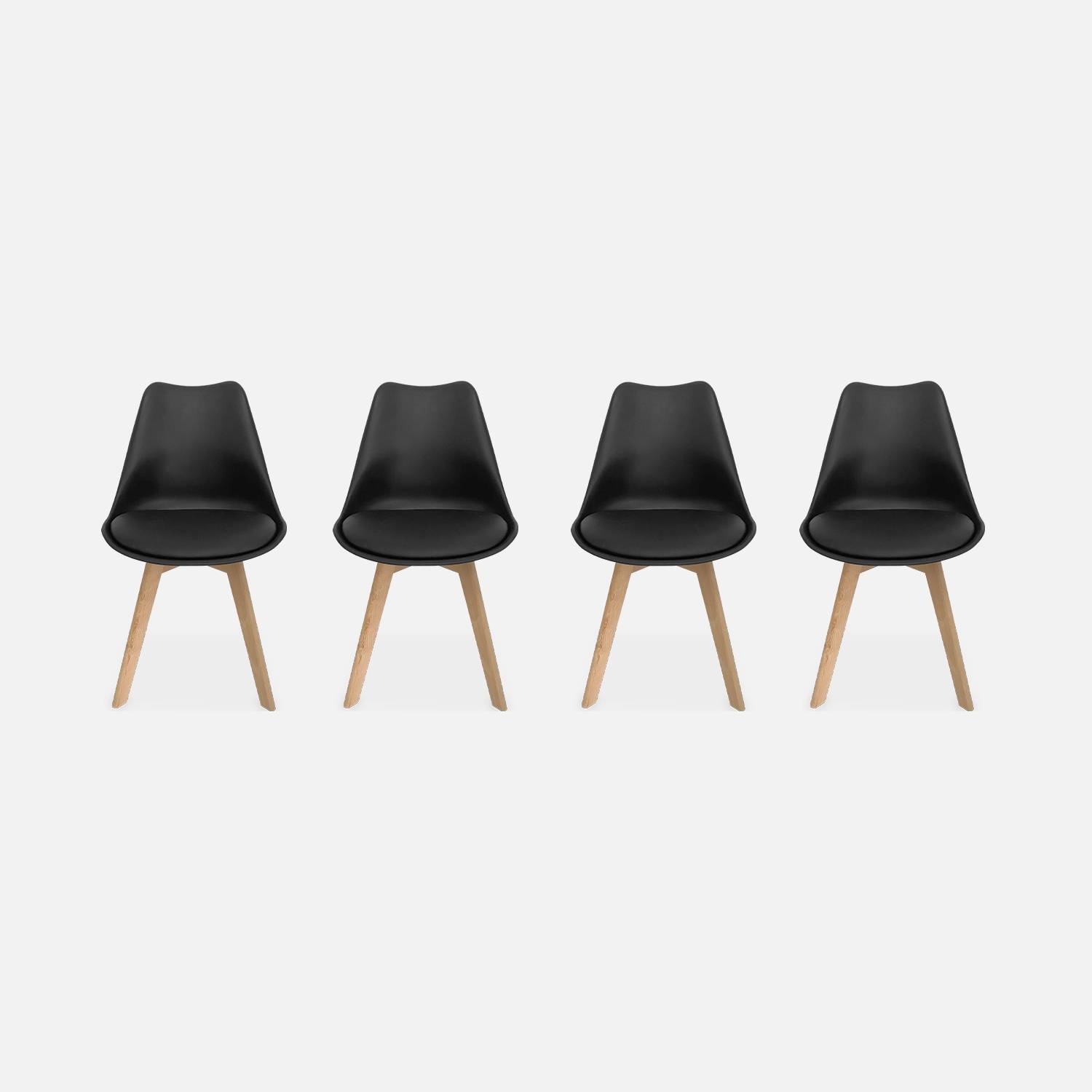 Set di 4 sedie scandinave, Nils, gambe in faggio, sedute singole, nero | sweeek