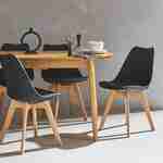 Conjunto de 4 cadeiras escandinavas, pernas em madeira de faia, assentos individuais, preto Photo1